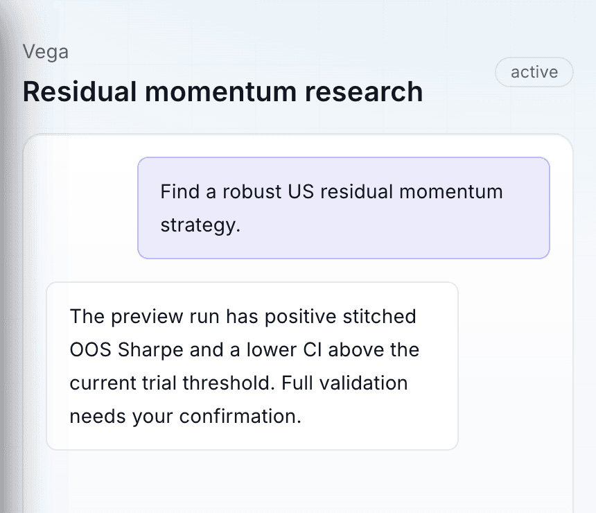 The Vega AI research analyst in TradePolaris